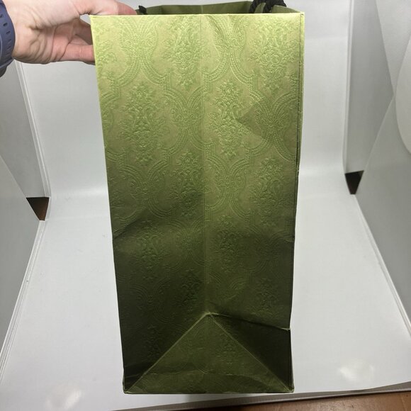 Gucci Green Paper Shopping Bag L With Handles 18.75 x 14 x 6.5 Damask - Picture 5 of 13